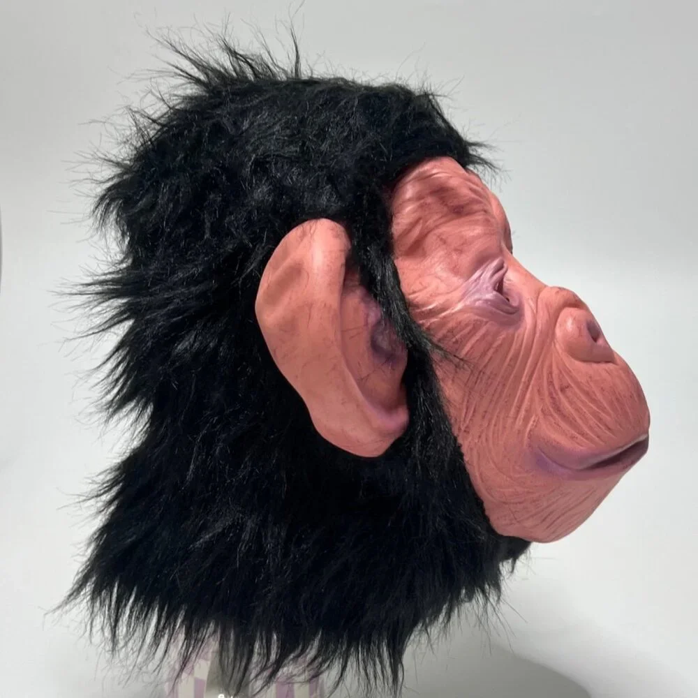 Monkey Mask Latex Full Head Animal Black Chimp mask adult Size